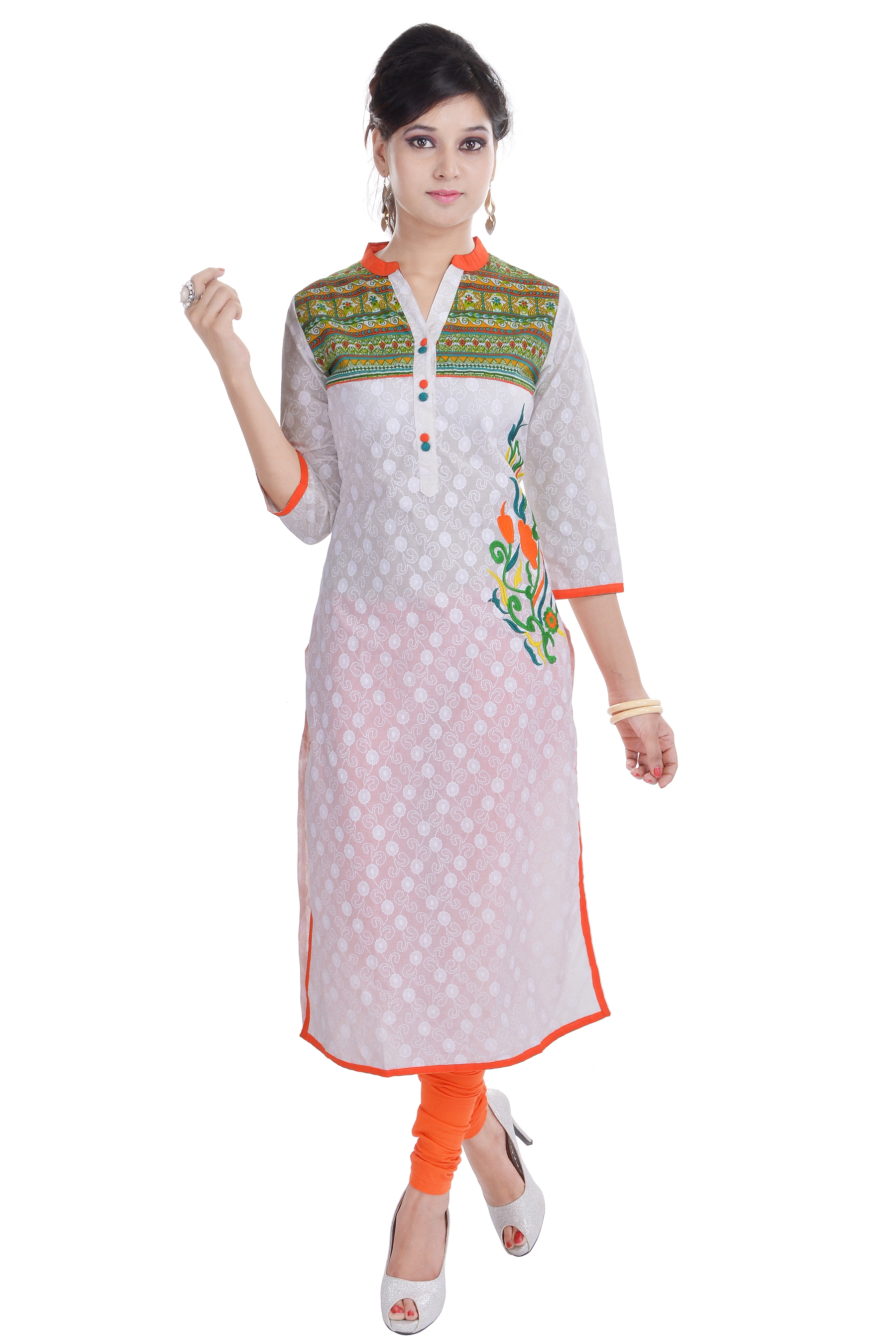 Buy Shop Rajasthan MultiColor Embroidered Cotton Straight Kurti Online ...