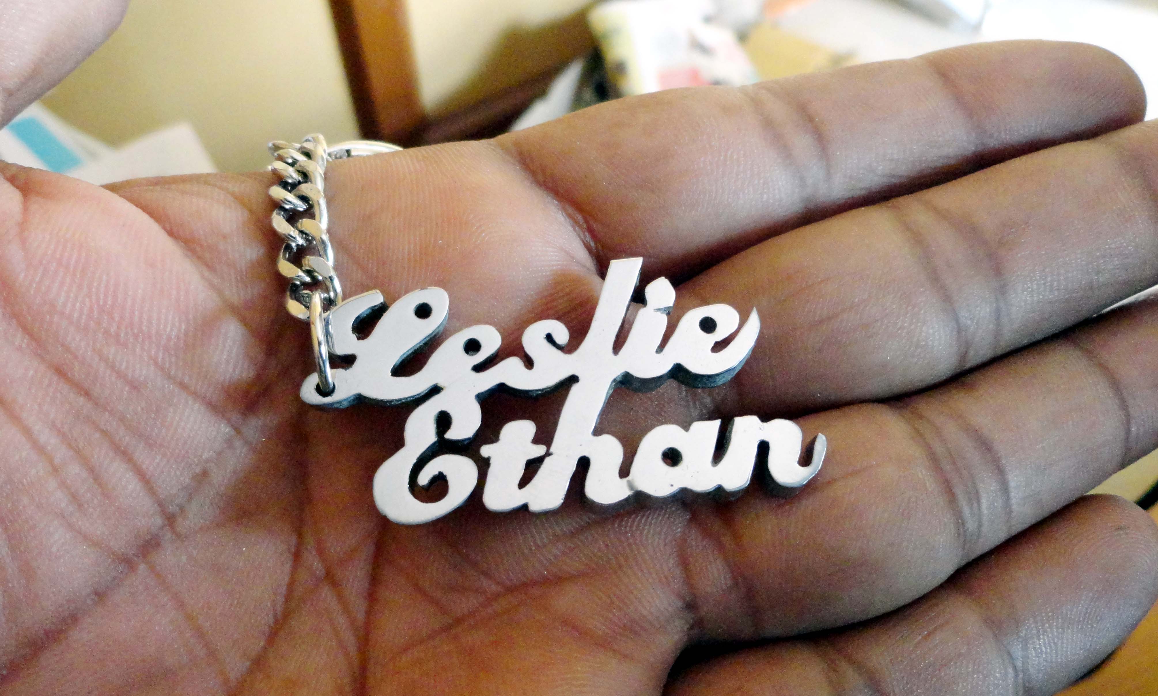 Designer Personal Name Keychain handcarved Key chain UNIQUE Personalized Key Chain Single Tone