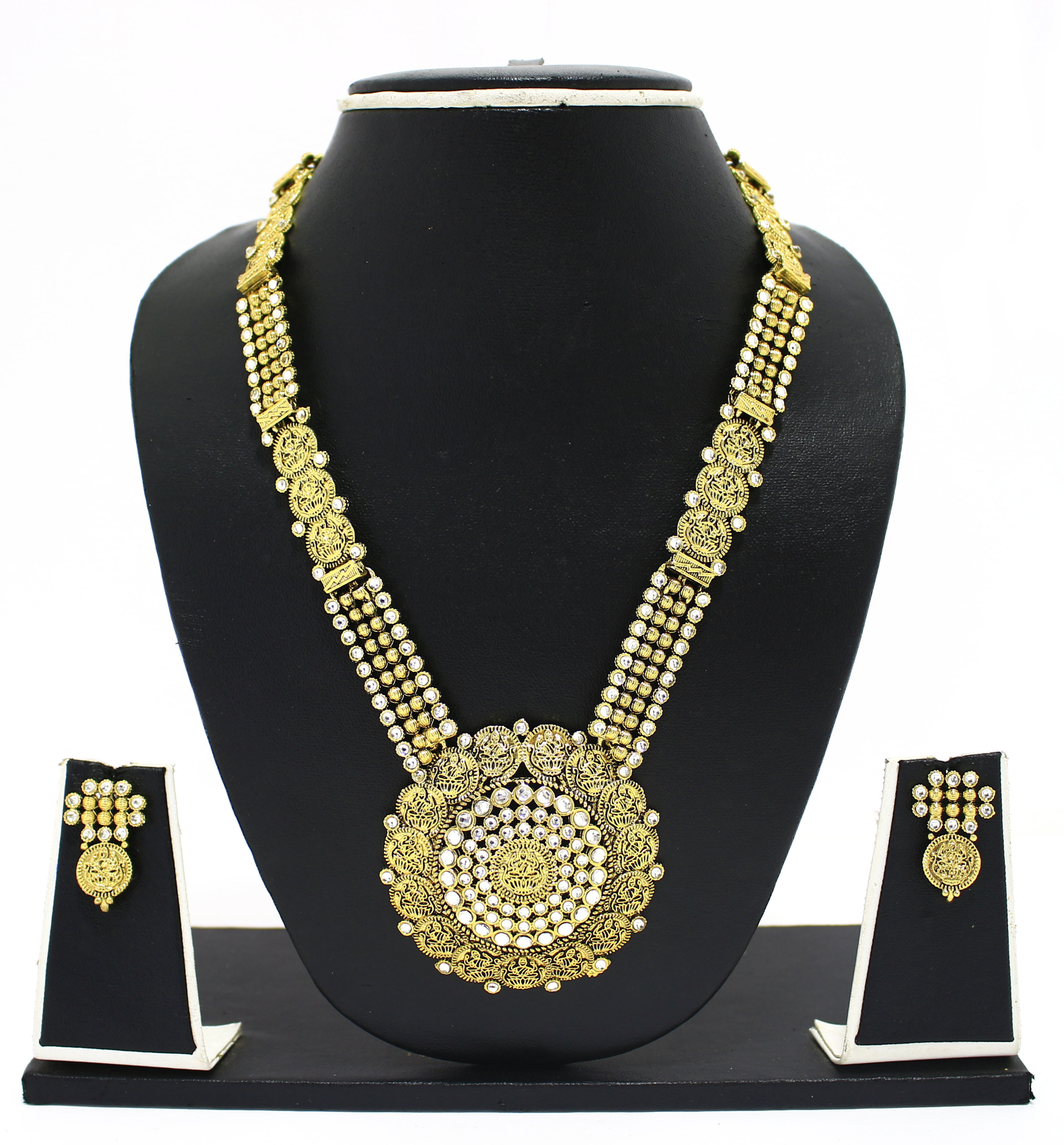 Buy Zaveri Pearls Golden Alloy Gold Plated Necklace Set For Women