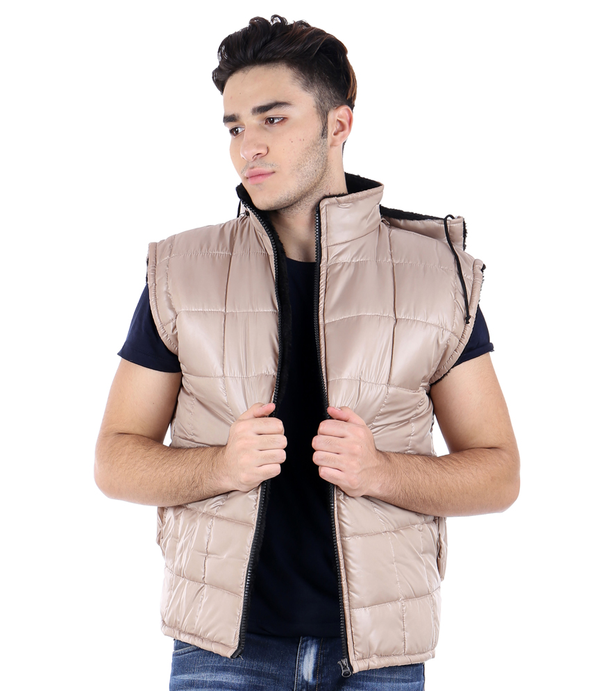 Buy Christy World Beige Sleeveless Bomber Jacket Online @ ₹999 from ...