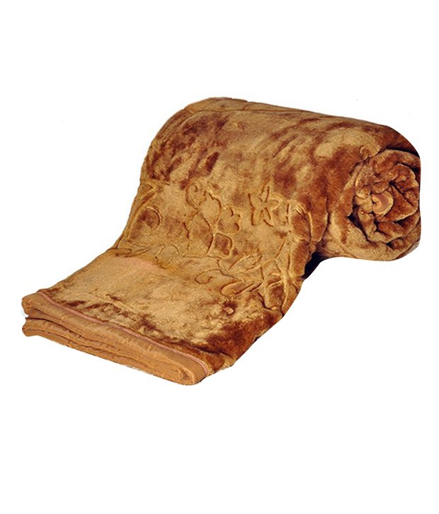 Buy saksham brown embossed double bed mink blanket Online ₹1299 from