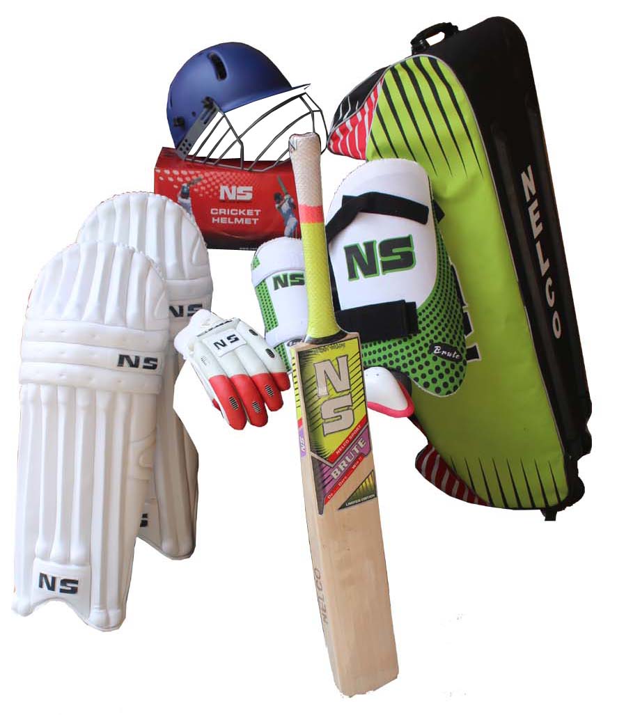 Buy Cricket Kit NS (Nelco) English W Bat+Pads+Gloves+L.Gaurd+thy Pad ...