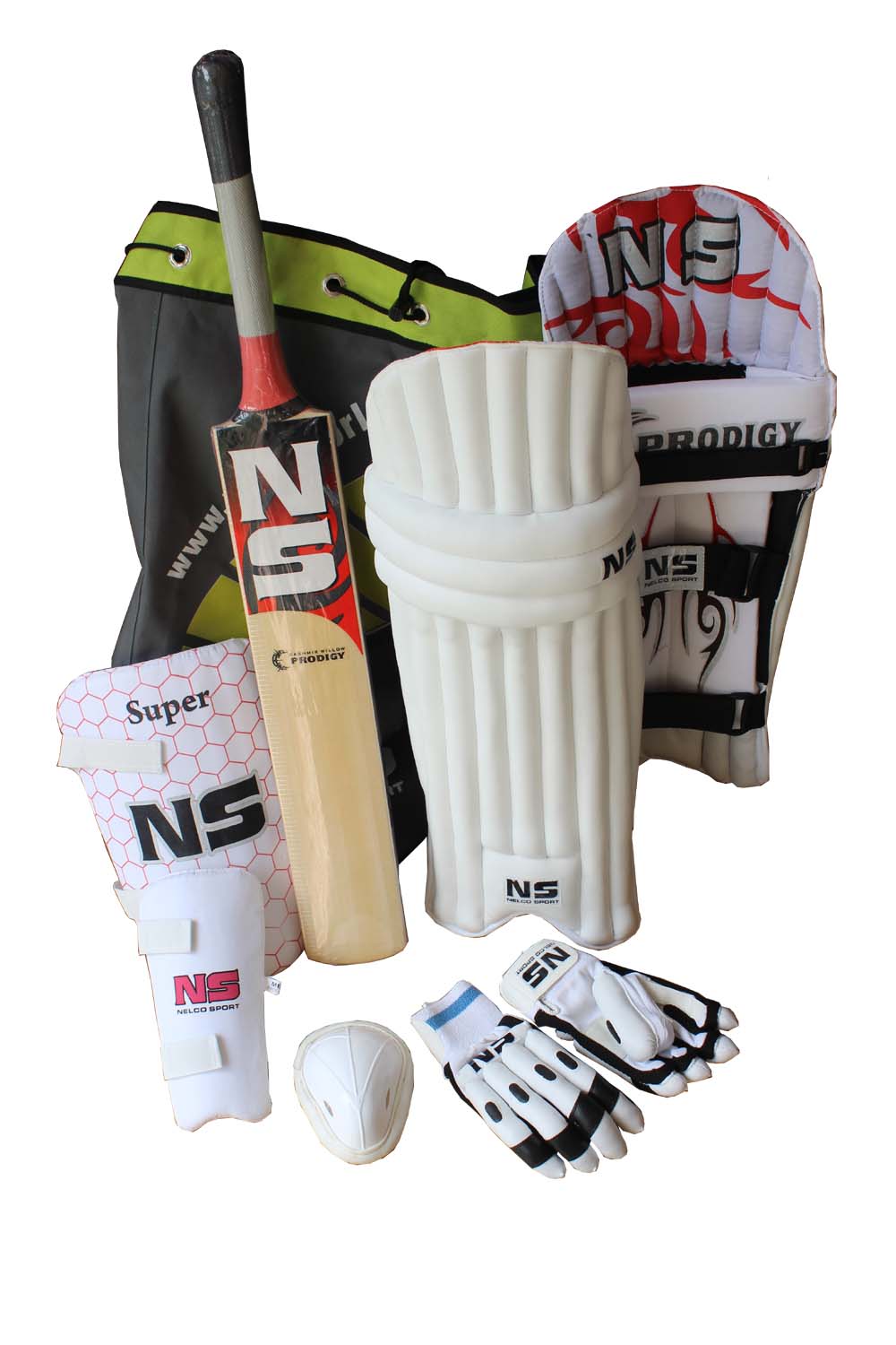 Buy Cricket Kit NS (Nelco) Kashmir W Bat+Pads+Gloves+L.Gaurd+thy Pad