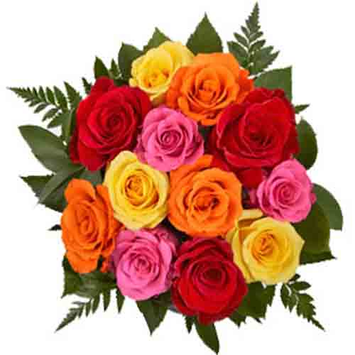 Buy 12 Mixed Rose Bouquet Online @ ₹648 from ShopClues