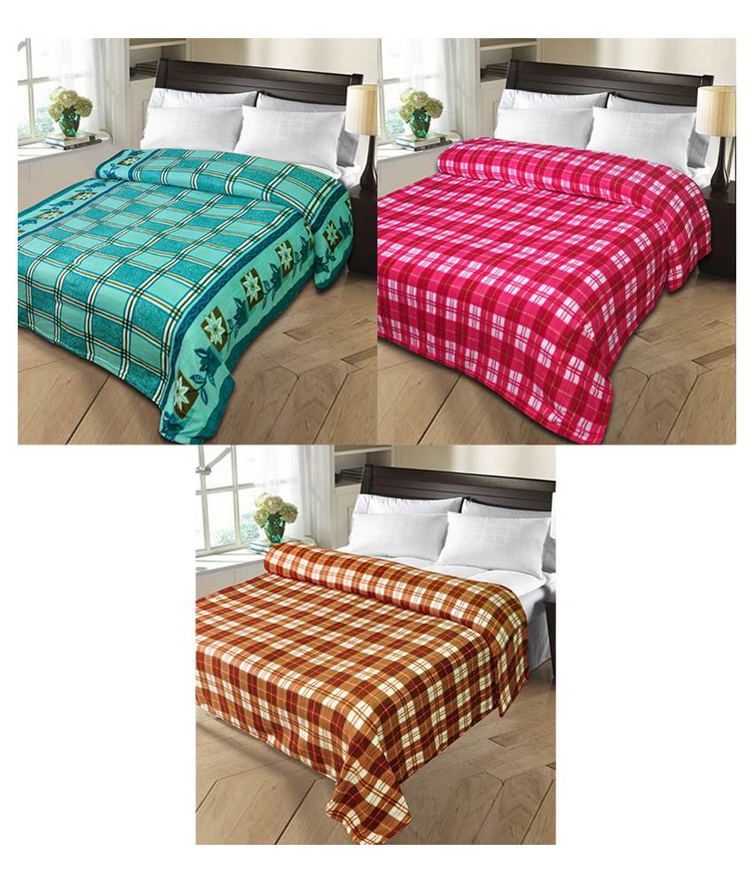 Buy iLiv MultiColor Double Bed Ac Blankets set of 33chk Online