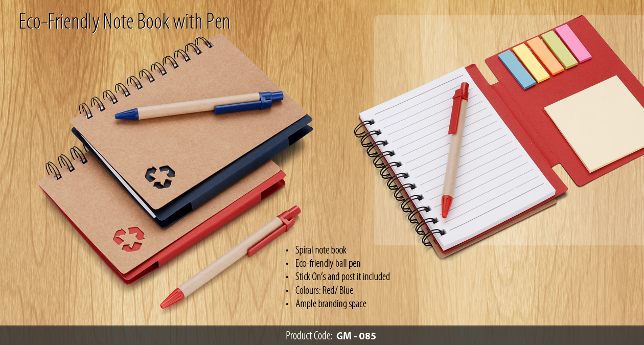 Eco friendly diary with stickons ,memo pad pen