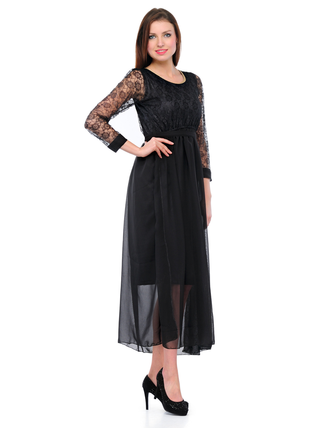 Buy Klick2Style Black Plain Gown Dress For Women Online @ ₹996 from ...