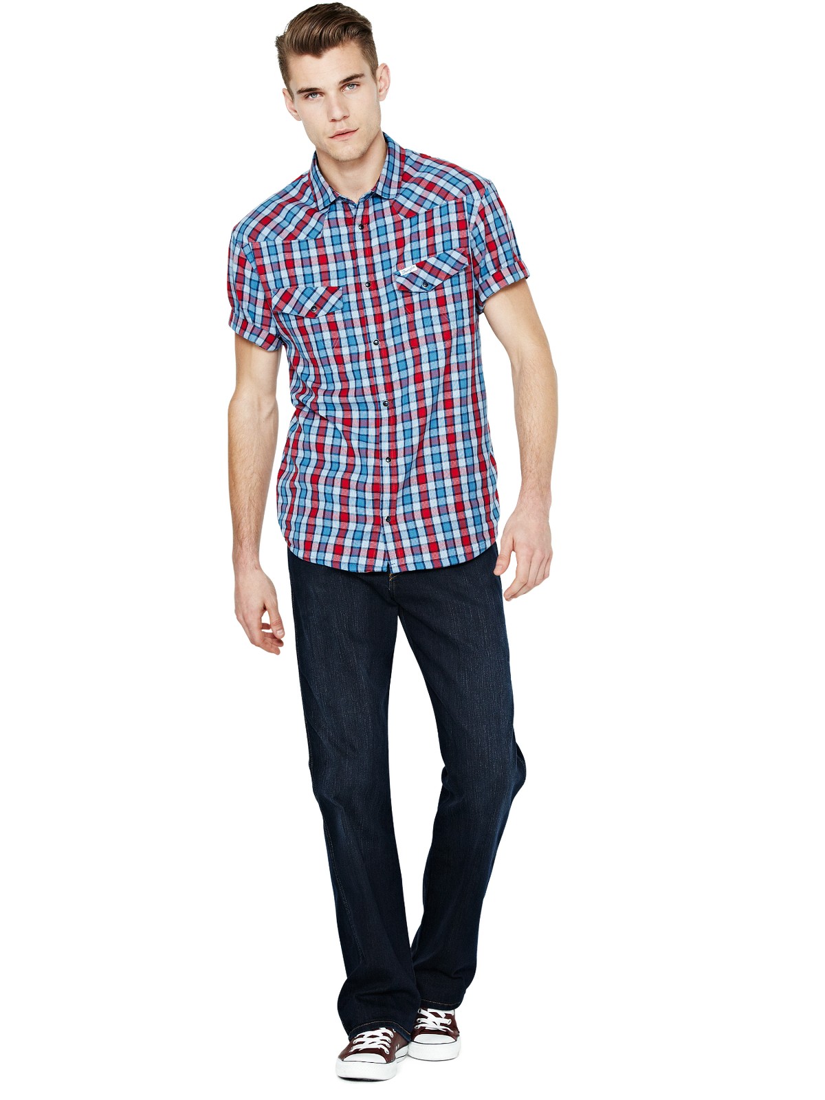 Gents Blue/Black Jeans & Colored Shirt (Combo)