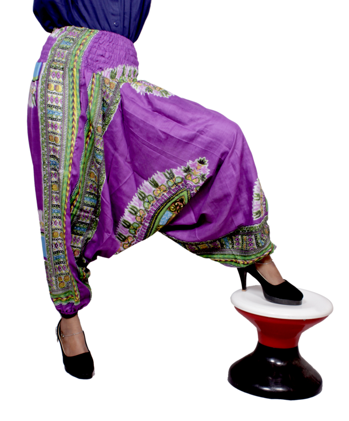 SARJANA HANDICRAFTS Haremshose, Unisex, 100% Baumwolle, Einheitsgröße Bis 112 Cm Taillenumfang, Mit Elastischem Bund Und Knöcheln