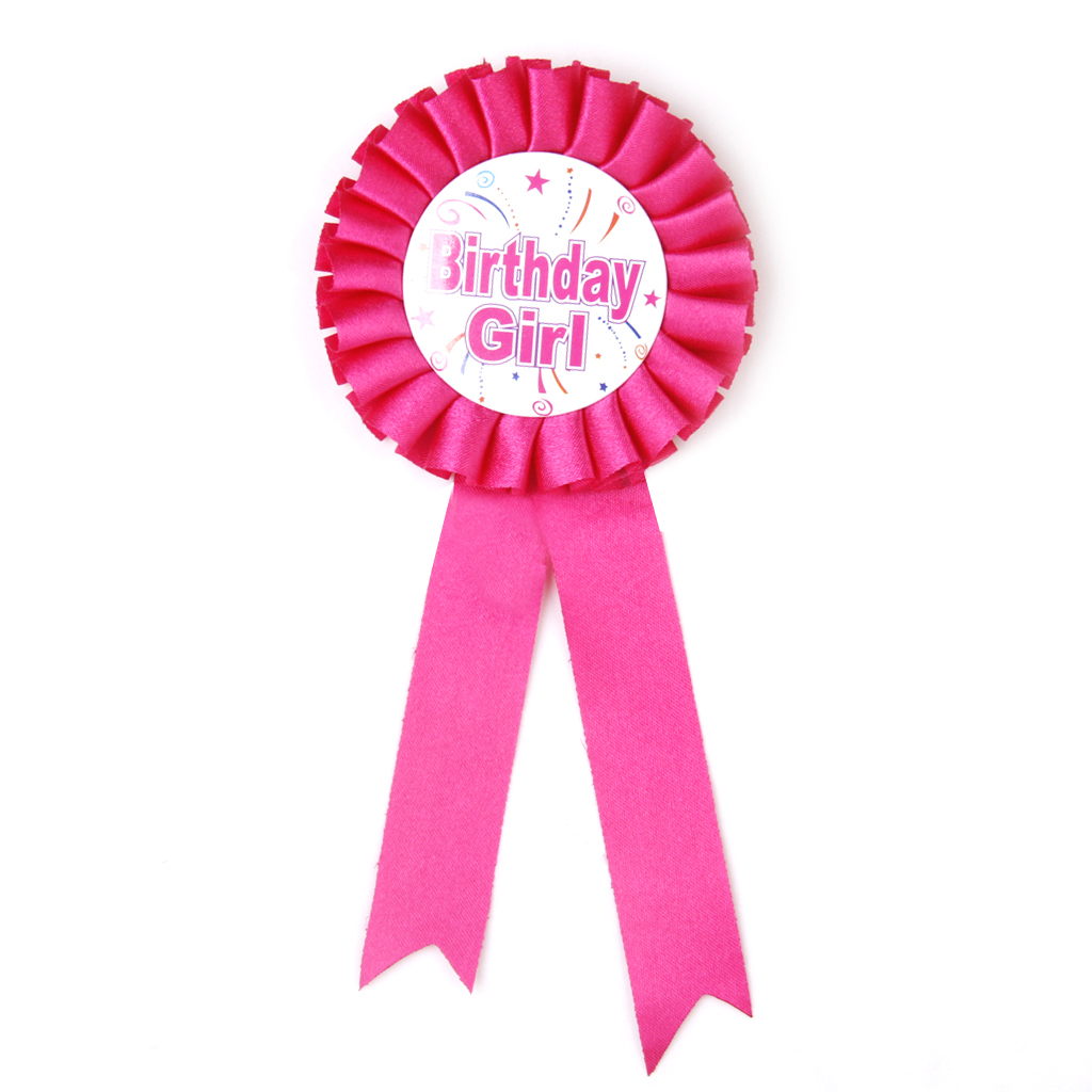 Buy Phenovo Birthday Girl Award Ribbon Badge Party Favor Shocking Pink ...