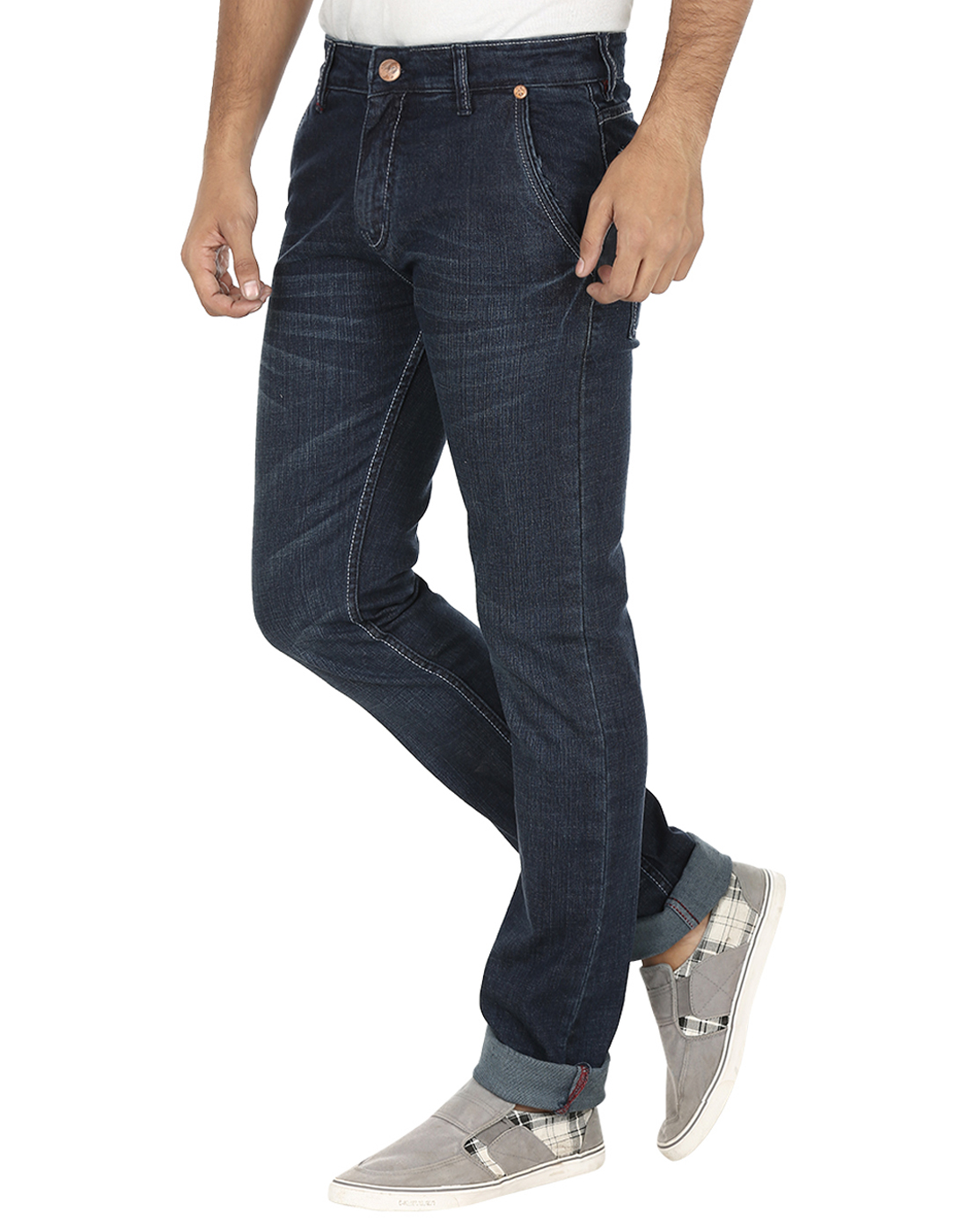 Buy Regale Trendy Blue Narrow Fit Mid Waist Denim Jeans Online @ ₹1699 ...