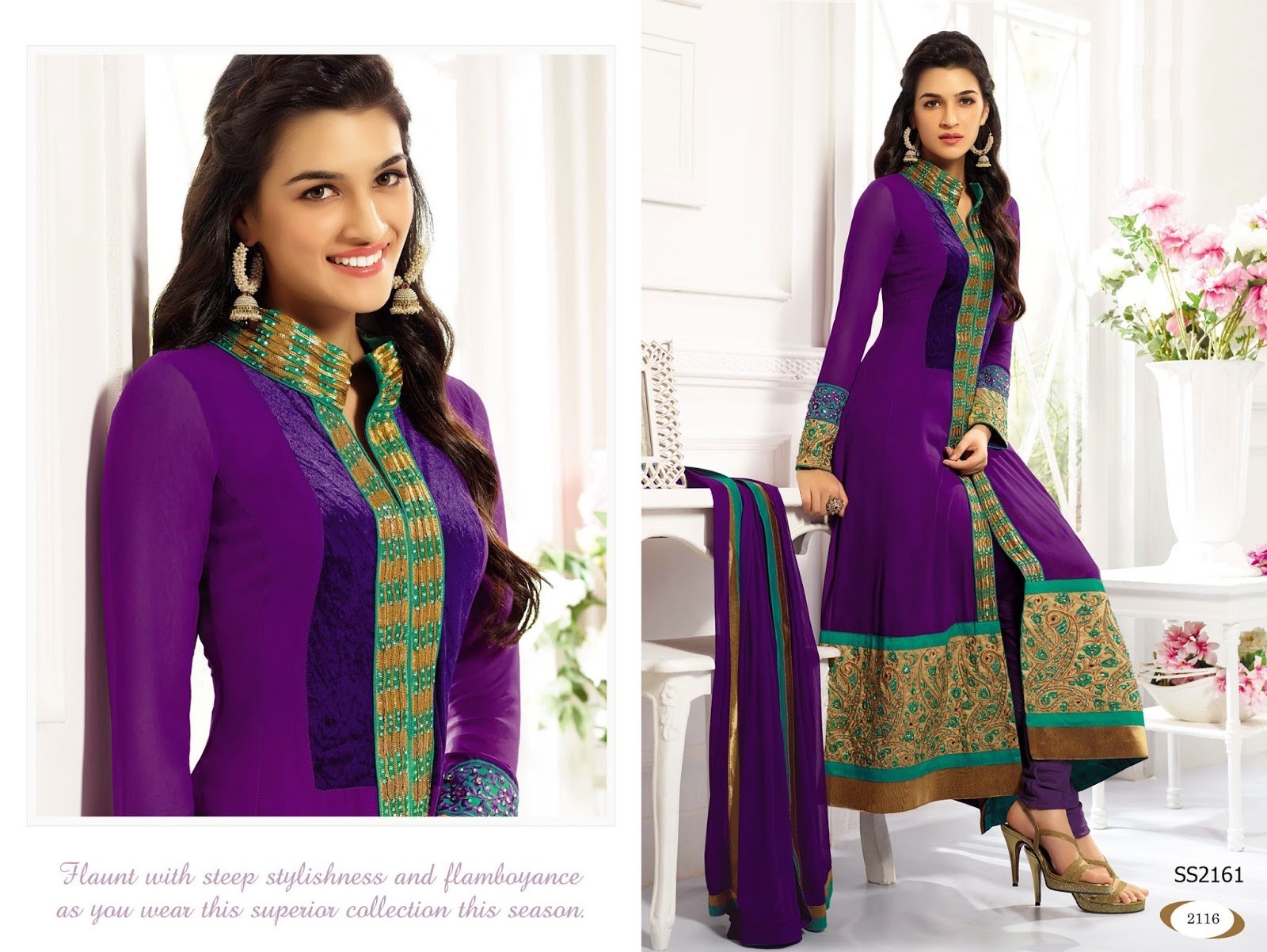 Buy Vendorvilla Kriti Sanon Purple Georgette Salwar Suit Salwar Suit