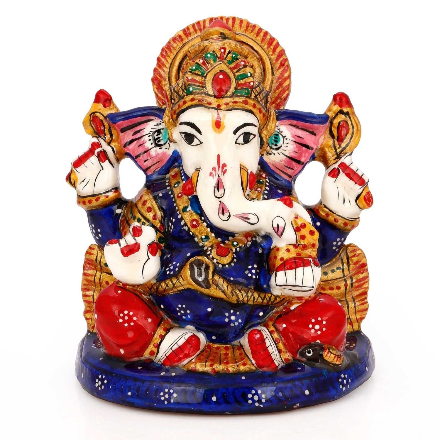 Buy Hindu Lord Ganesha Statue Stone Meenakari Sculpture God Ganpati