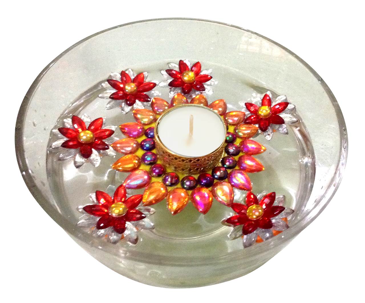 Buy Unique Arts Set of 7 floating tea light one floating diya with 6
