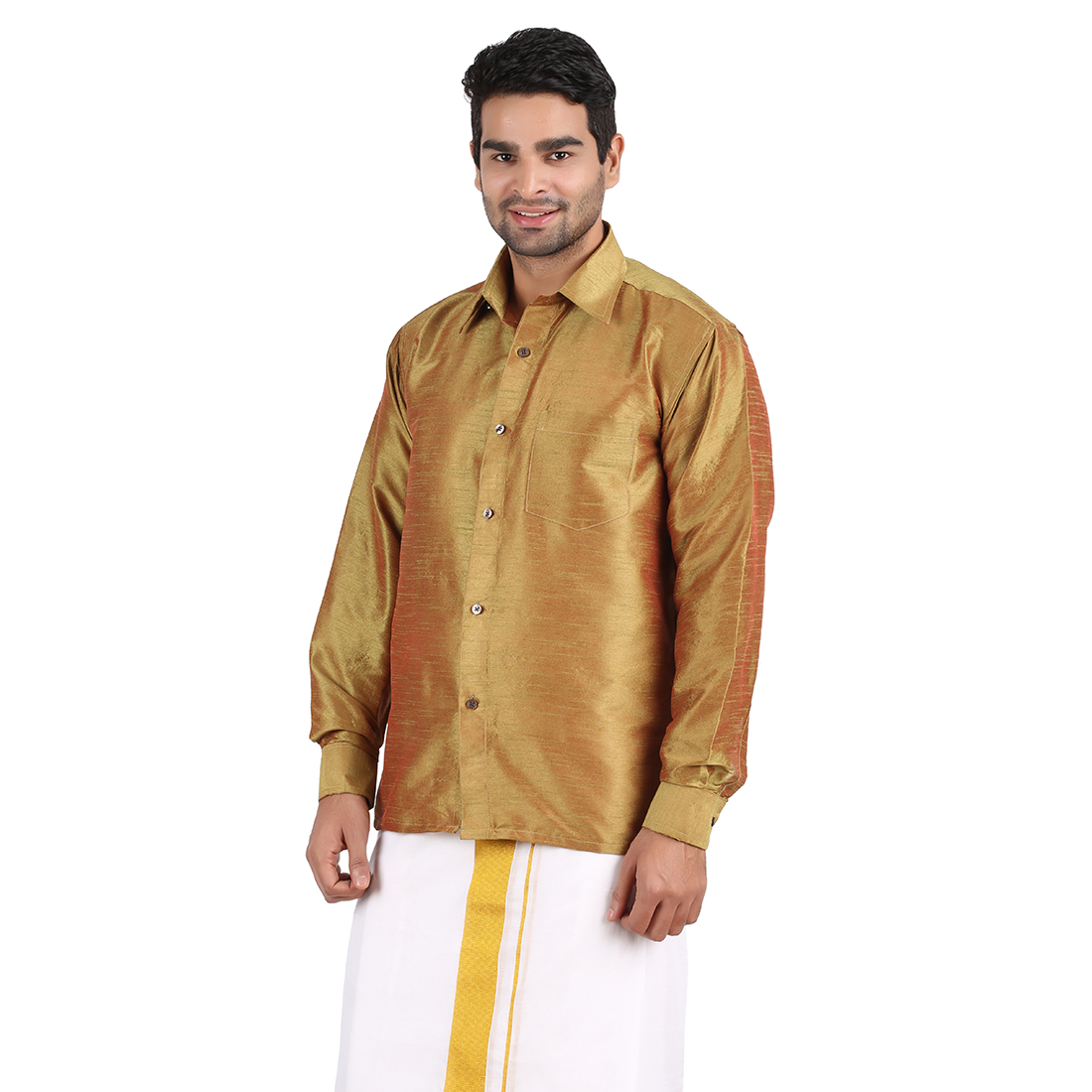 Buy OFFICERS CHOICE - SILKY NEPS MENS PARTY WEAR GOLD FULL SLEEVE SHIRT ...