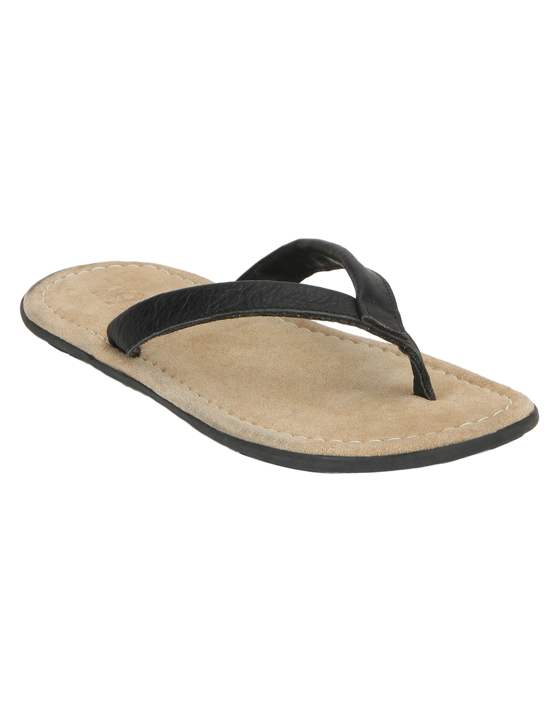 Buy ESTD .1977 Men Casual Black Leather Branded Flip Flops Online