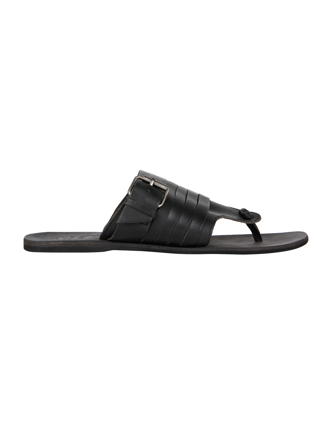 Buy ESTD .1977 Men Casual Black Leather Branded Flip Flops Online