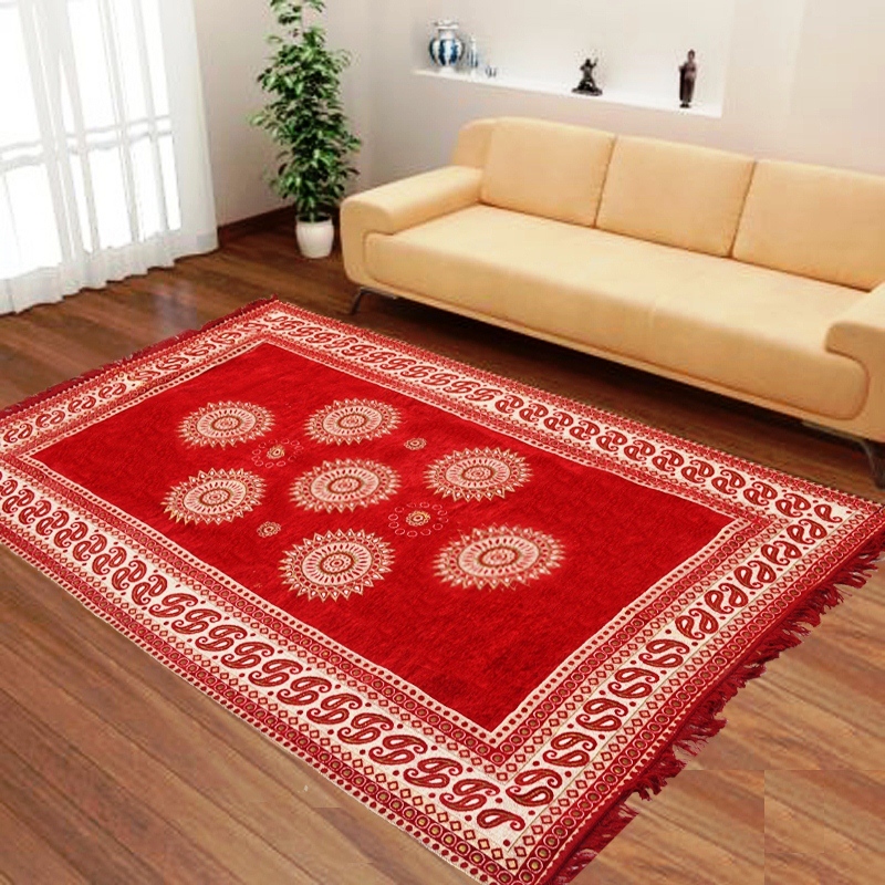 Buy Designer Velvet Maroon Carpet With Mats (CPW004) Online ₹699 from
