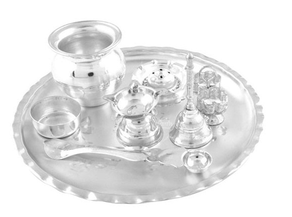 Buy German silver Puja Thali 10 inch Online @ ₹629 from ShopClues