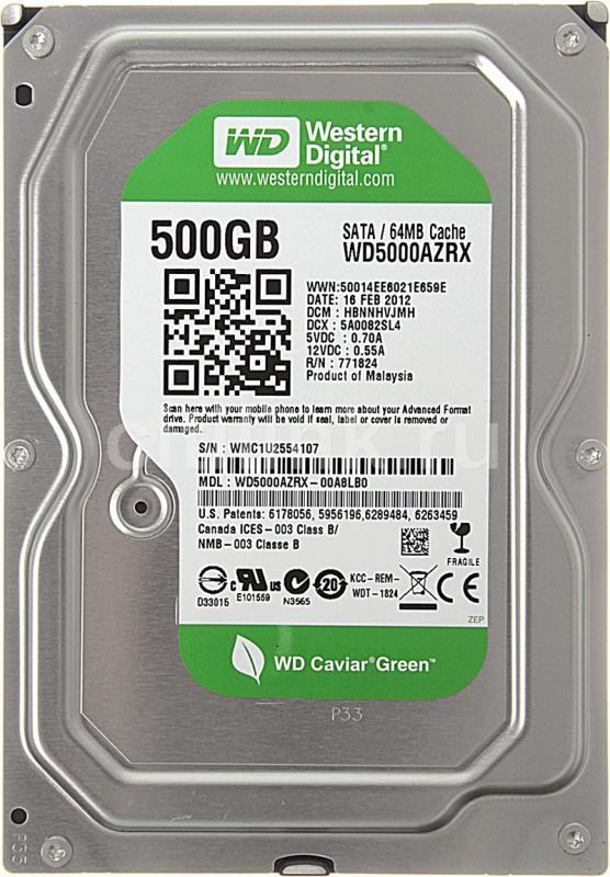 Buy WD 500 GB GREEN HDD (SATA) WITH 1 YEAR WARRANTY MODEL NO ...