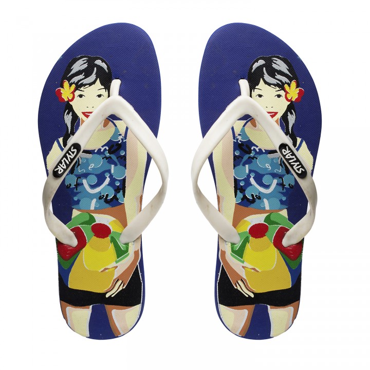 Buy Stylar Beach Party Flip Flops (Blue And White) Online @ ₹199 from