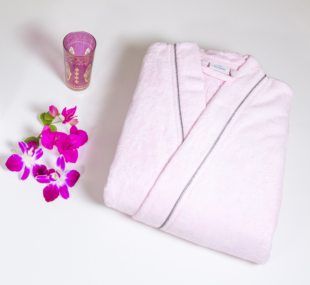 Buy Spaces by Welspun Enrobe Cotton Large Bathrobe Pink Online