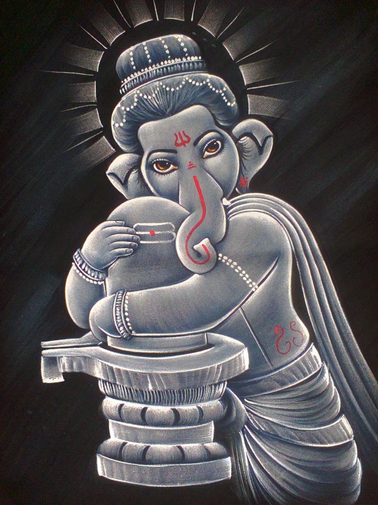 Buy Ganesha hugging shiva lingam painting Online @ ₹499 from ShopClues