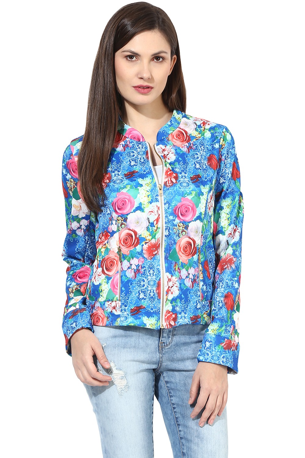 Alpaca Floral Pattern Print Men's Bomber Jacket
