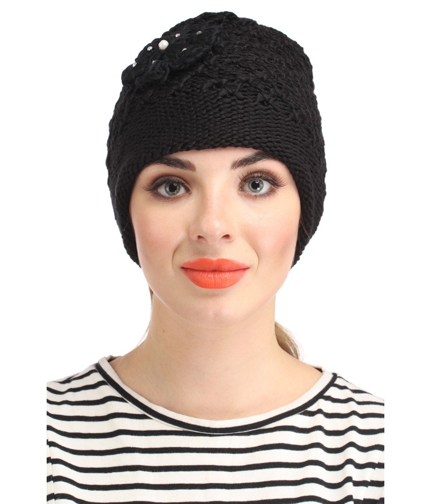 Buy Black Woolen Cap for Ladies Online @ ₹479 from ShopClues