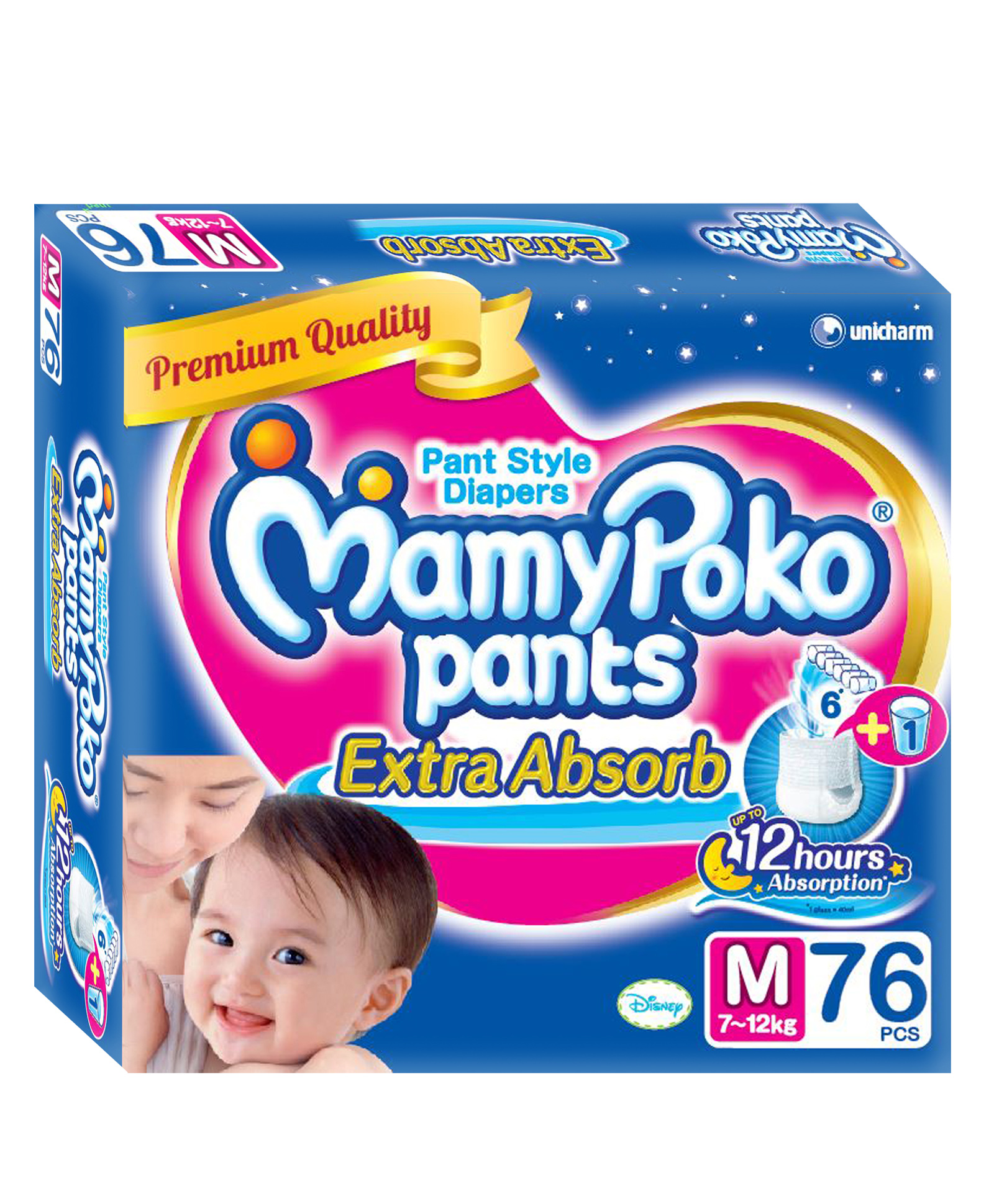 Buy Mamy Poko Extra Absorb Pants Diaper (Medium - 76 Pcs) Online @ ₹930 ...