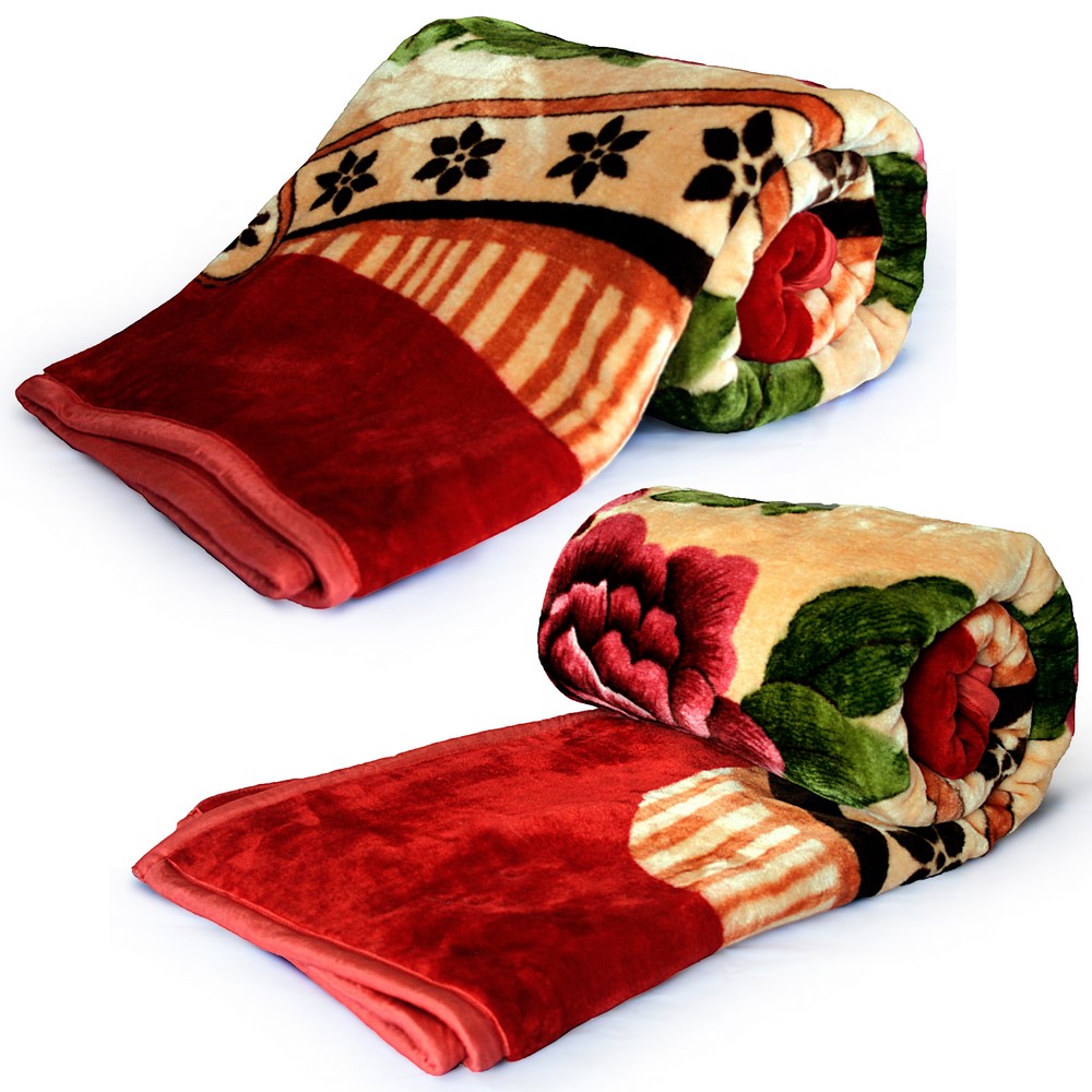 Set of 2 Soft Red Floral Print Double Bed Blankets 224 Prices in India