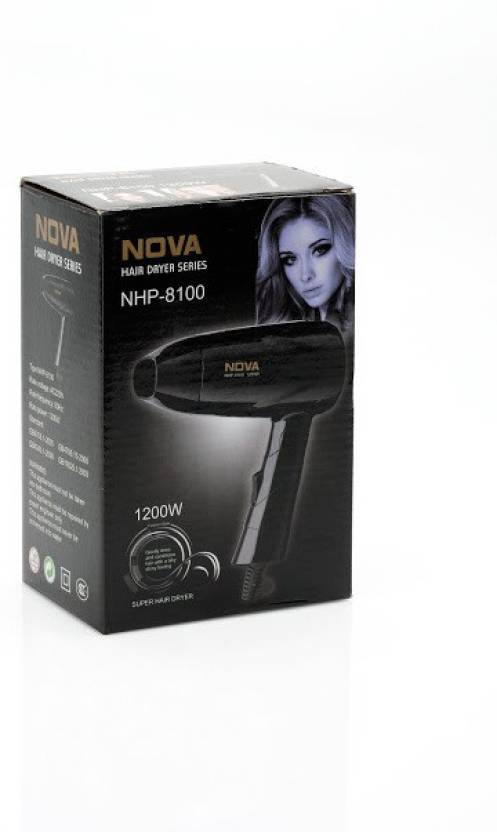 Nova Silky Shine 1200 W Hot And Cold Foldable NHP 8100 Hair Dryer(Black)