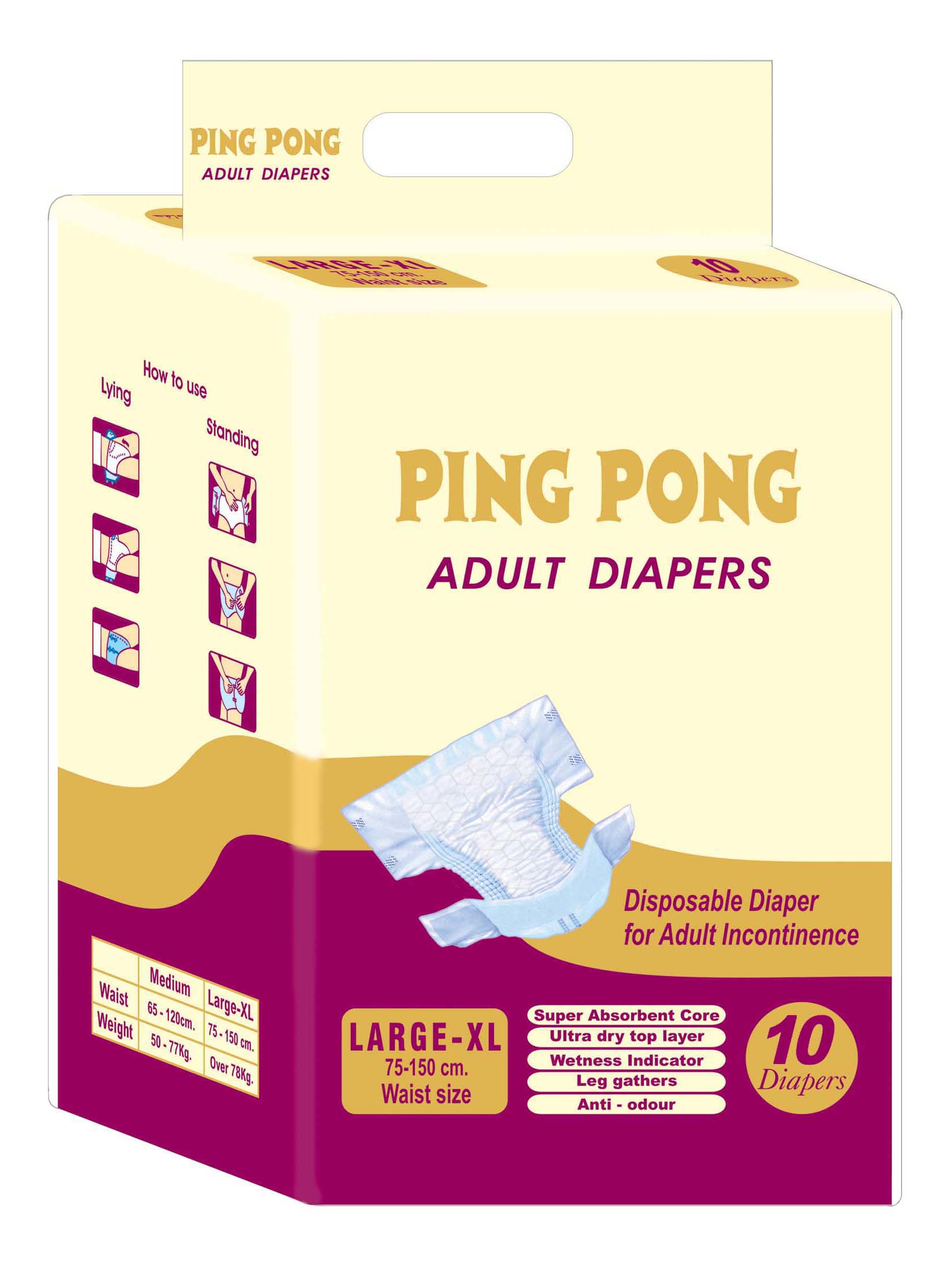 PingPong adult diapers 10's pack LargeXL size