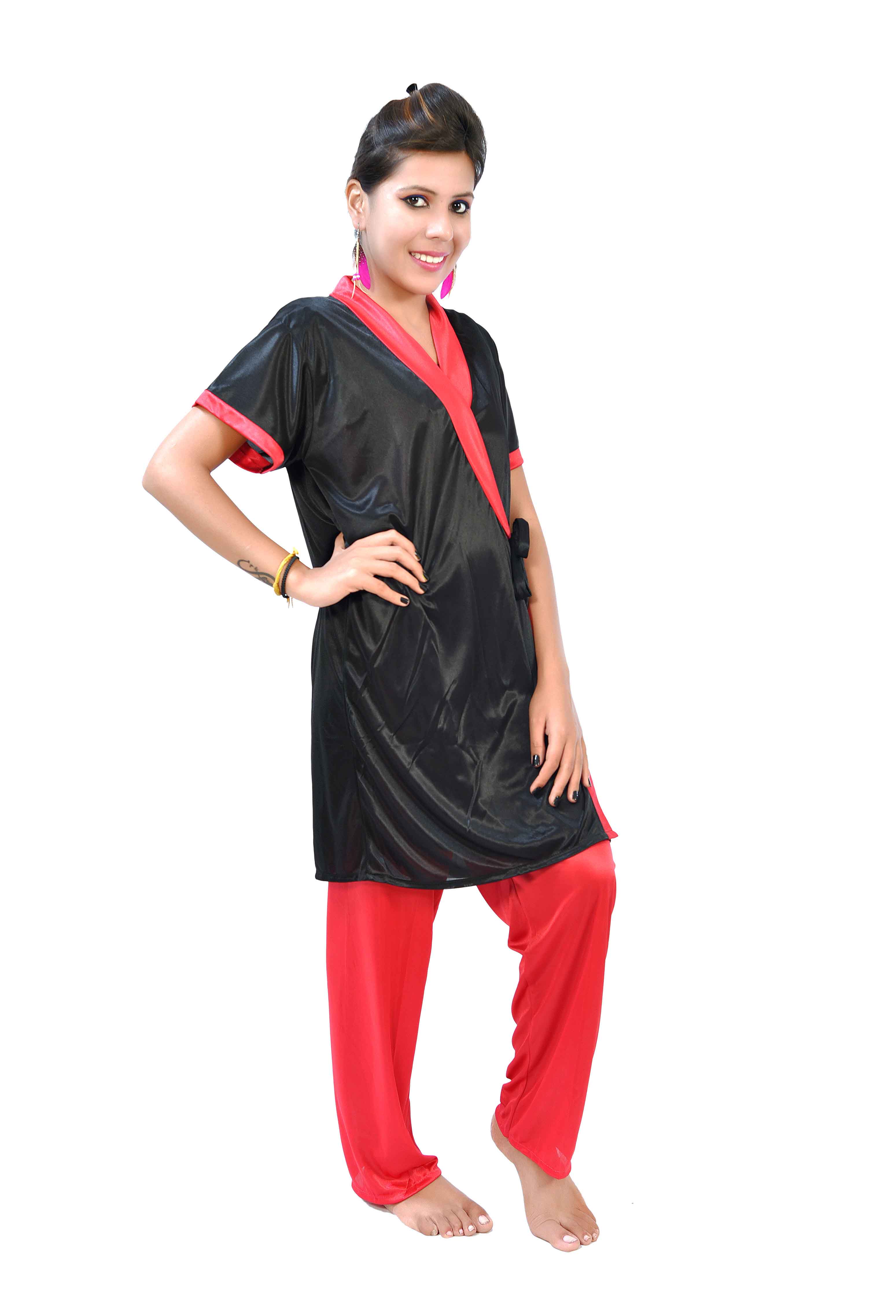 black silk night suit