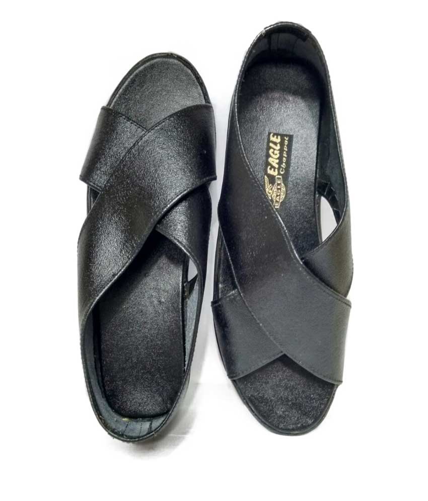 Buy Eagle Hawaldar Black 102 Ethnic Open Shoes / Sandel, S. Leather ...