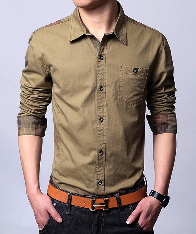 Buy Casual Men Plan Shirt With Khaki Colour Online @ ₹900 from ShopClues