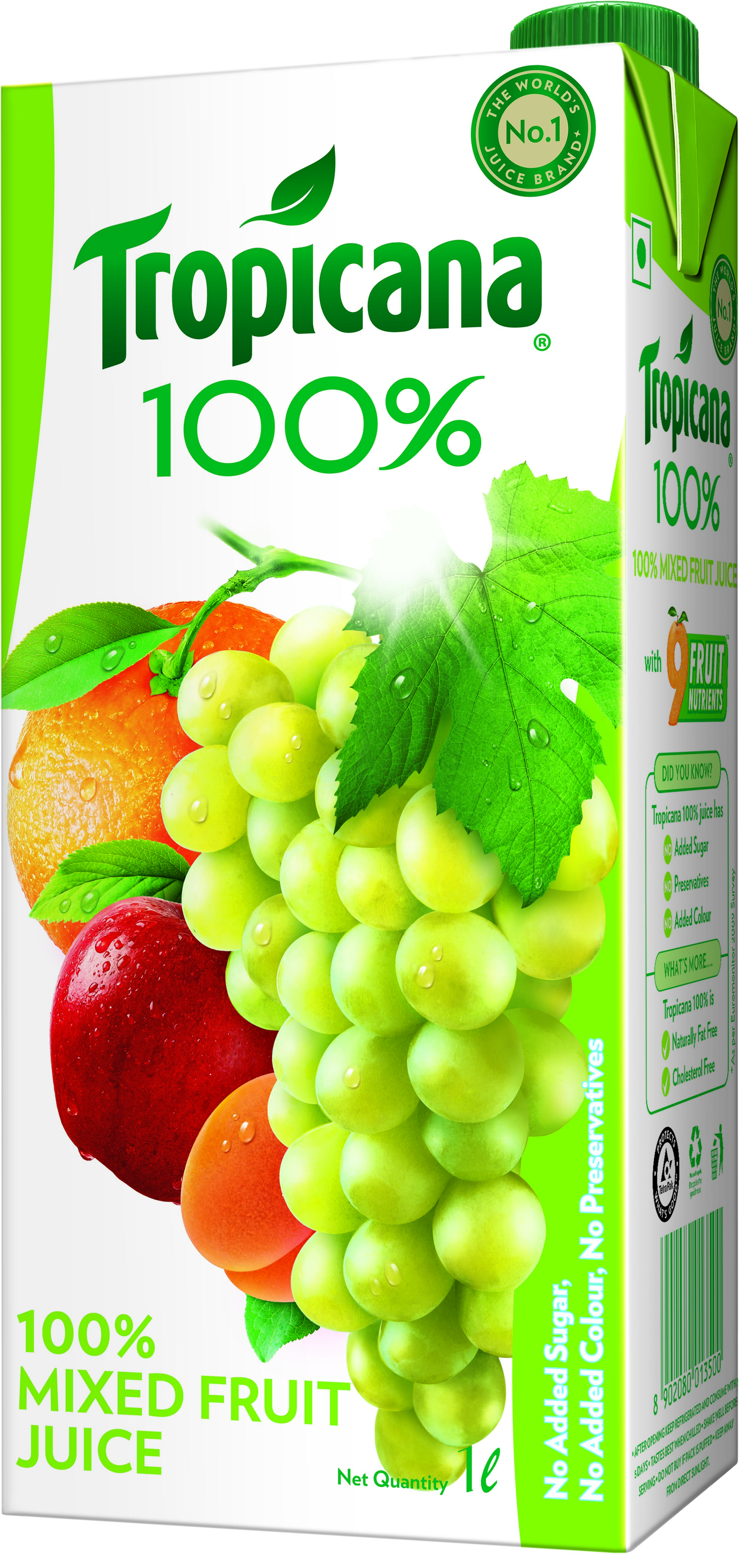 Buy Tropicana 100 percent Mixed Fruit Juice- 1000ml Online @ ₹120 from ...