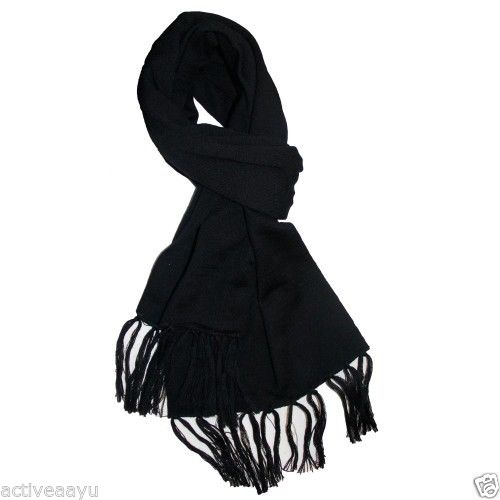 Buy Winter Special Plain Black Woolen Muffler for Mens - Pure Wool ...