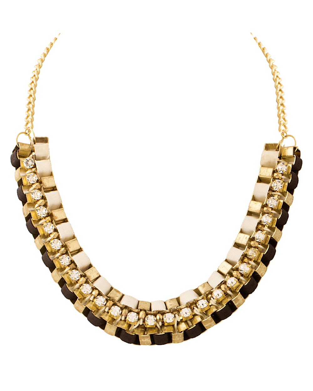 Buy Aaradhya Gold Black and White Colored Bib Necklace With CZ Online ...