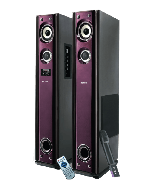 Buy INTEX TOWER SPEAKER IT10800 FM/SD/USB 42W + 42W Power Output With Wireless Mic Online