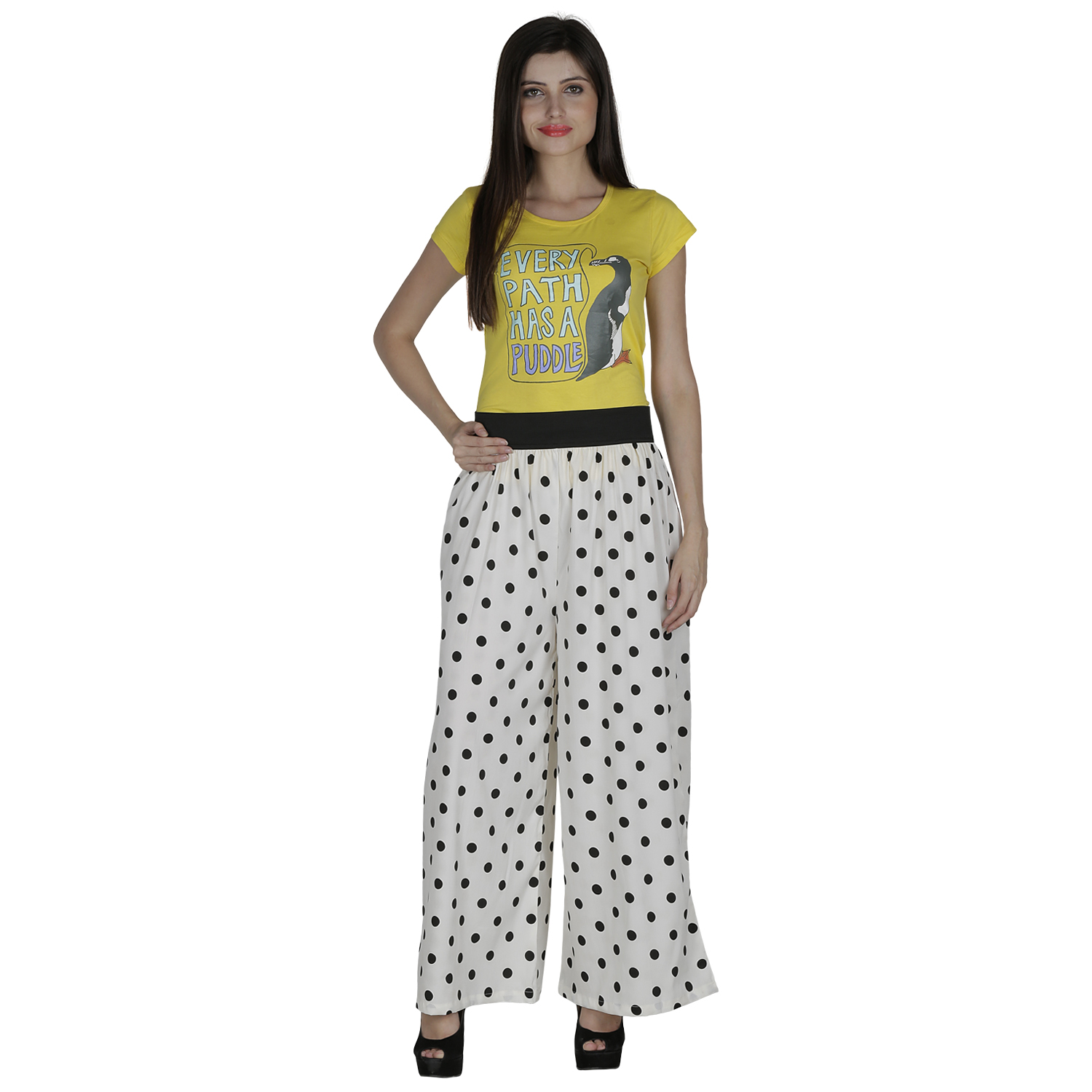 Magenta Polka Dot Printed Palazzo