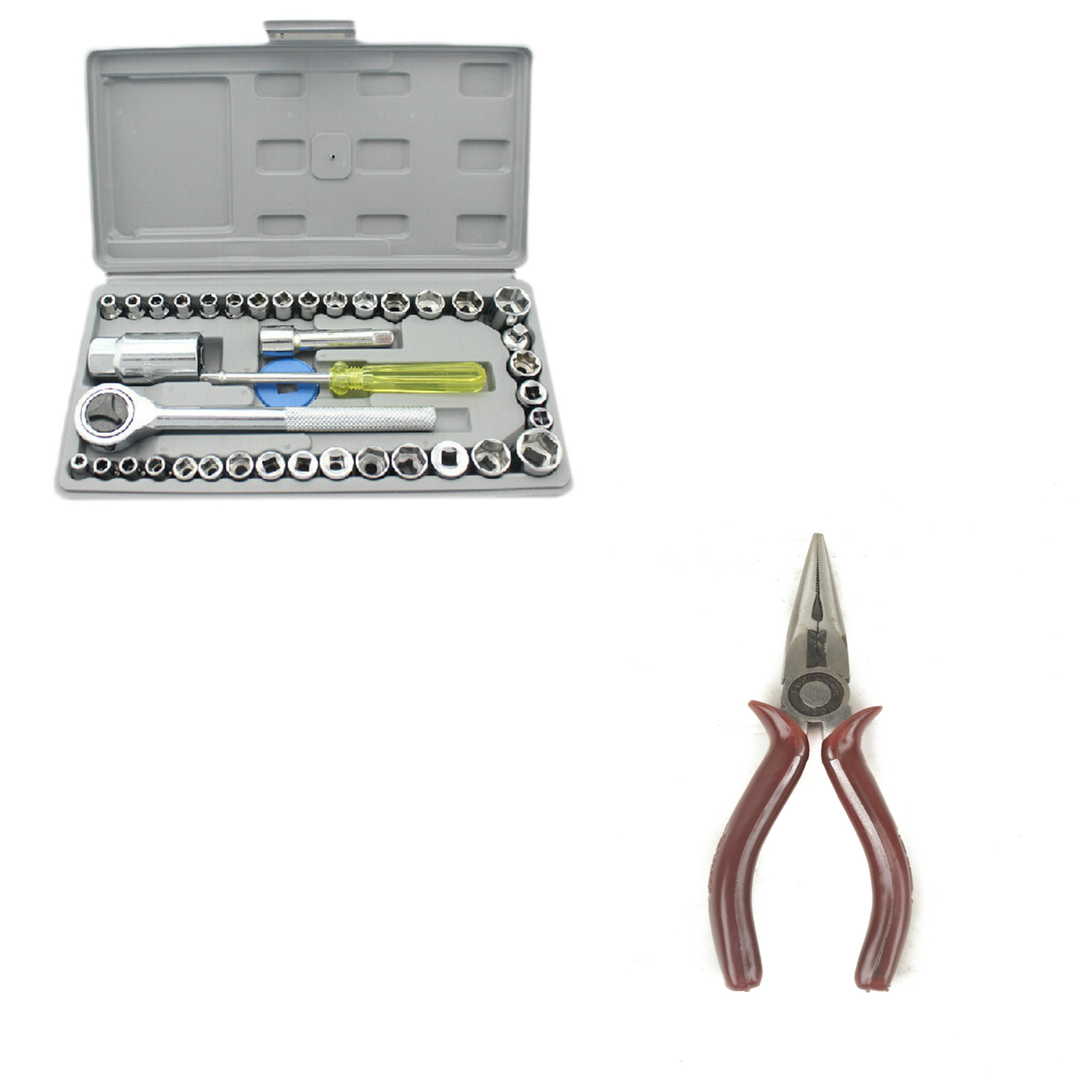 Buy SkinRange 40 Pcs Combination Socket Wrench Tool Kit Set+Nose Plier