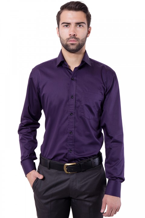 Buy Formal Shirt Dark Purple Color Slim Fit for Men Online @ ₹869 from ...