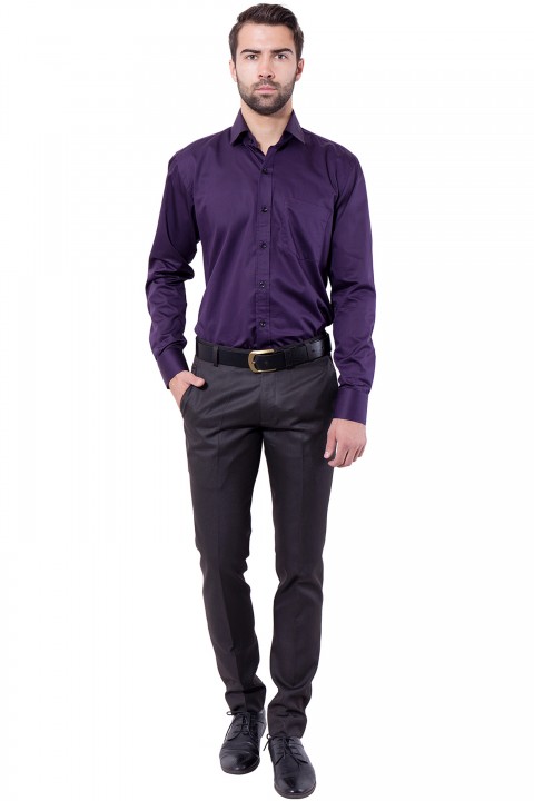 Buy Formal Shirt Dark Purple Color Slim Fit for Men Online @ ₹869 from ...