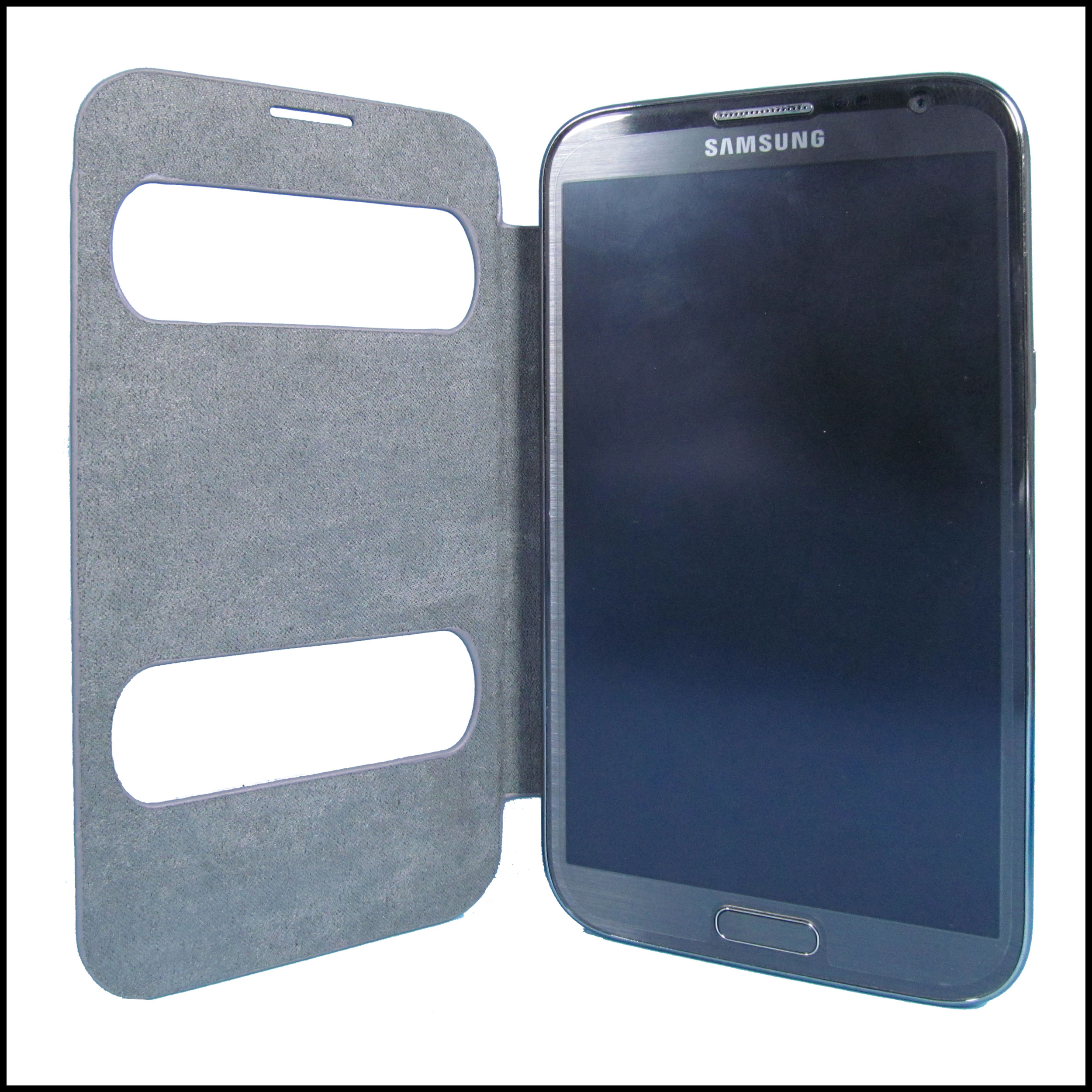 Samsung Galaxy Note 2 N7100 Leather Flip Cover Case With Easy Direct Call View