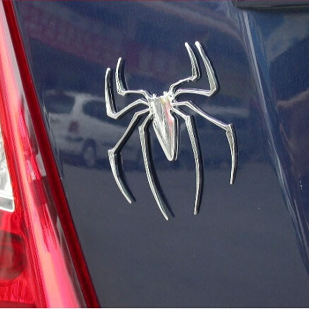 Buy 3D Metal Spider Logo Chrome Car Badge Emblem Sticker Decal for Car ...