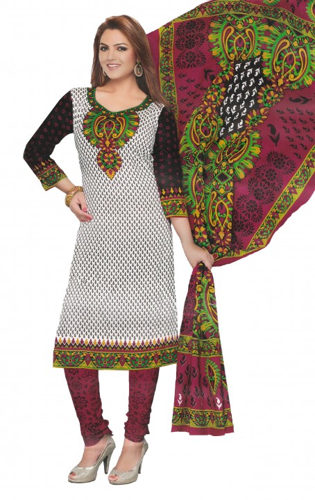 Buy Bombay Dyeing Cotton Self Design Un-stitched Salwar Suit Dupatta ...