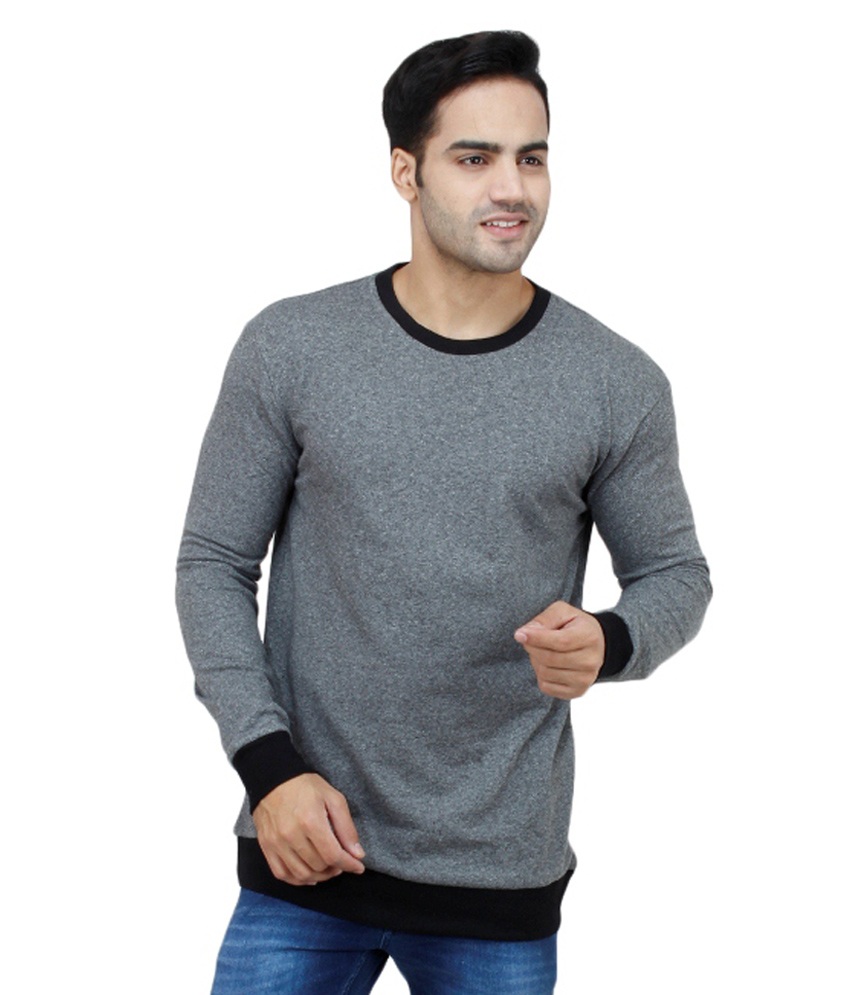 Buy Inkdice Grey Full Sleeves Woolen Blend Round Neck Sweater and ...