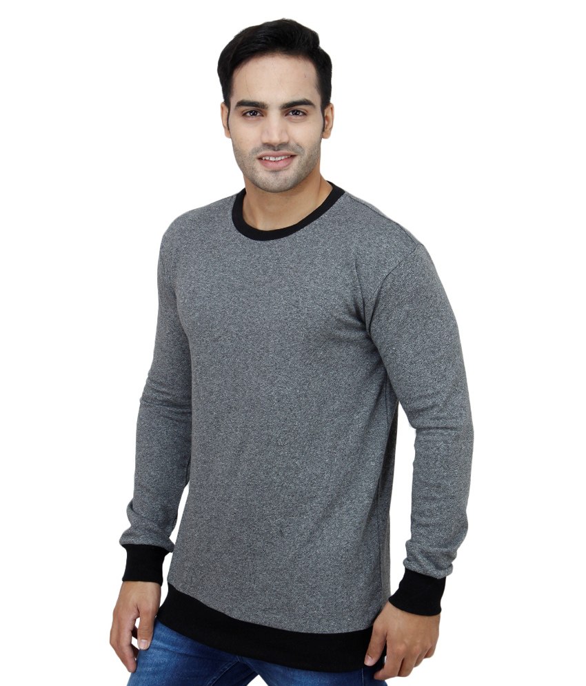 Buy Inkdice Grey Full Sleeves Woolen Blend Round Neck Sweater and ...