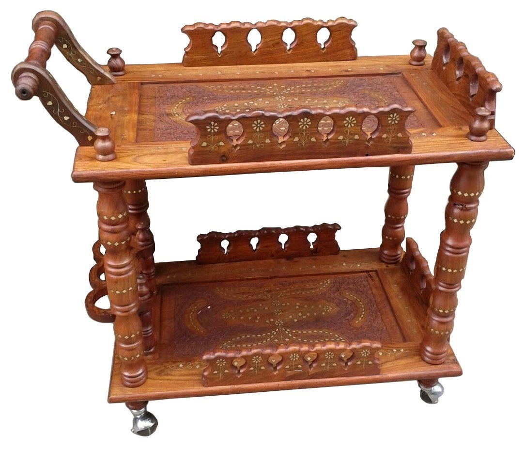 Buy Shilpi Wooden carved trolley Online ₹10229 from ShopClues